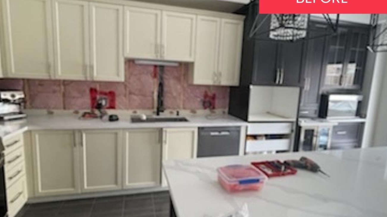 Kitchen cabinet refinishing cost Toronto before and after transformation