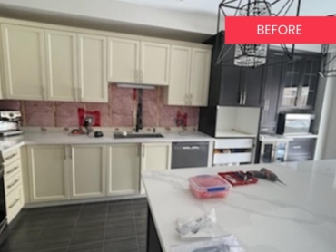 Kitchen cabinet refinishing cost Toronto before and after transformation