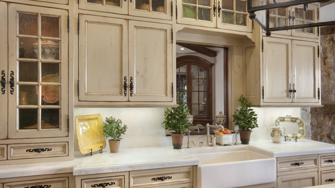 distressed finish cabinets